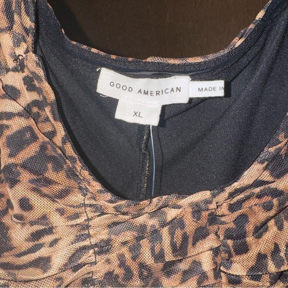 NWT Good American Ruched Cheetah Print Mesh Top XL - Picture 3 of 4